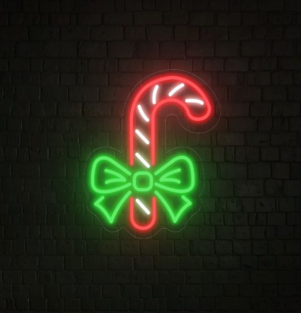 Christmas Candy Cane Neon Sign